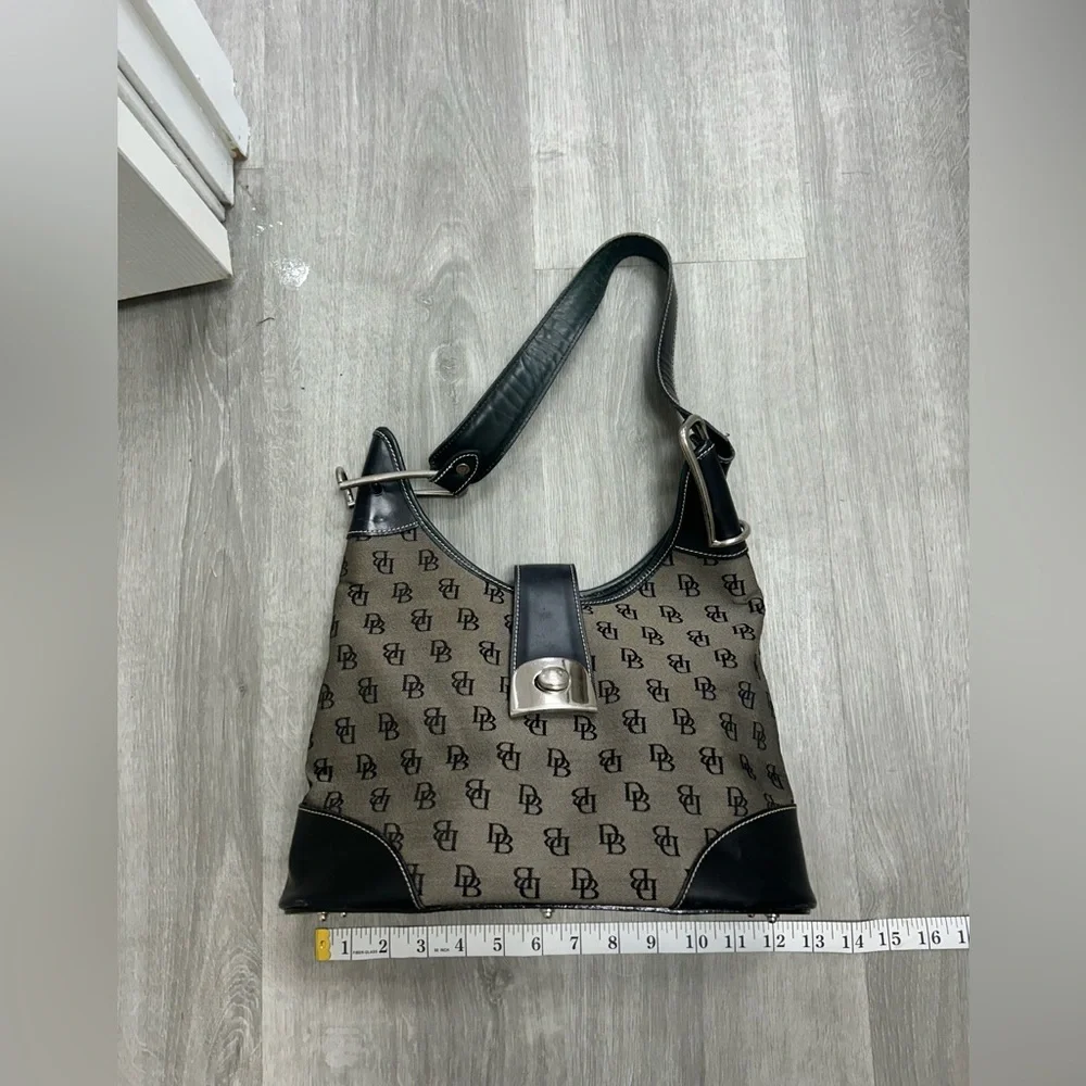 Dooney & Bourke Black and Gray Monogram Shoulder Bag